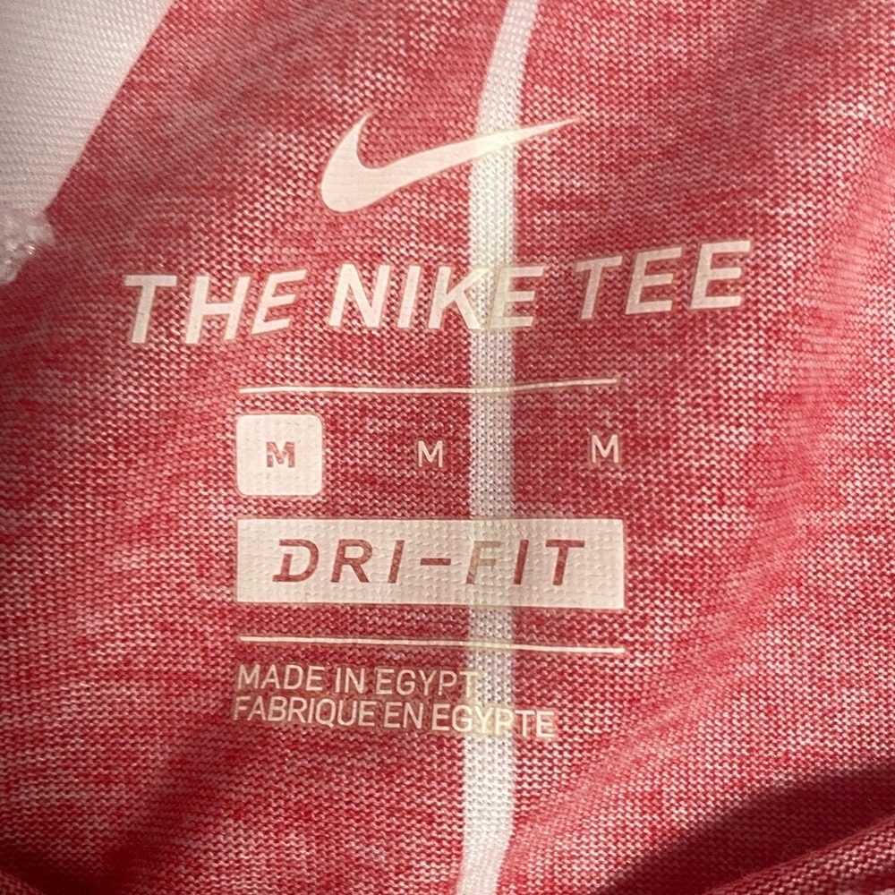 Nike Dri Fit Red Striped Hooded Basketball Tee Shirt Mens M - Picture 3 of 9